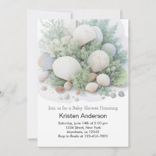 Sage Green Ocean Dream Baby shower Kaart