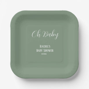 Sage Green Oh Baby Script Schattige Modern Baby sh Papieren Bordje