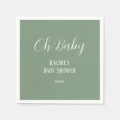 Sage Green Oh Baby Script Schattige Modern Baby sh Servet (Voorkant)