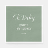 Sage Green Oh Baby Script Schattige Modern Baby sh Servet (Voorkant)