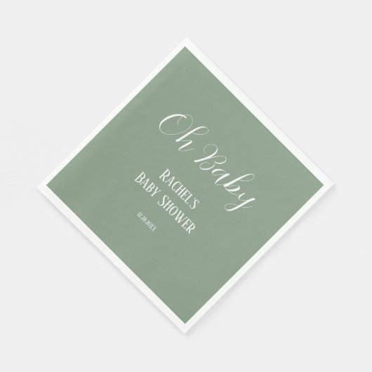 Sage Green Oh Baby Script Schattige Modern Baby sh Servet (Hoek)