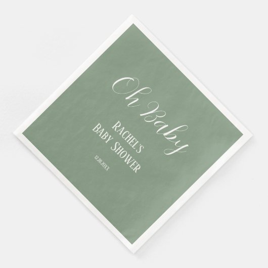 Sage Green Oh Baby Script Schattige Modern Baby sh Servet (Hoek)
