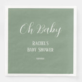 Sage Green Oh Baby Script Schattige Modern Baby sh Servet (Voorkant)