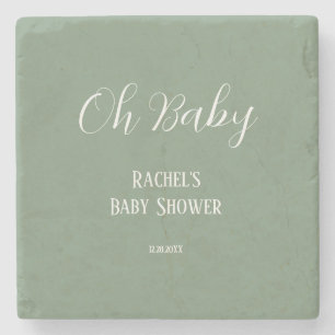 Sage Green Oh Baby Script Schattige Modern Baby sh Stenen Onderzetter