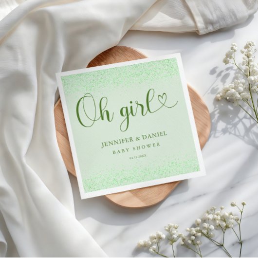 Sage Green Oh Girl Eucalyptus Confetti Script Servet