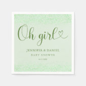 Sage Green Oh Girl Eucalyptus Confetti Script Servet (Voorkant)