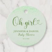 Sage Green Oh Girl Favor Eucalyptus Confetti Bedankjes Labels (Voorkant)