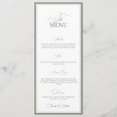 Sage Green Old Money Wedding Red Dinner Menu Card (Voorkant)