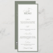 Sage Green Old Money Wedding Red Dinner Menu Card (Voorkant / Achterkant)