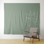 Sage Green Olijf Bruiloftsfeest Fotobackdrop Wandkleed (In Situ (horizontaal))