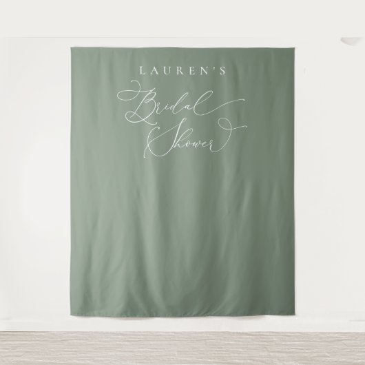 Sage Green Olijf Bruiloftsfeest Fotobackdrop Wandkleed (Voorkant)