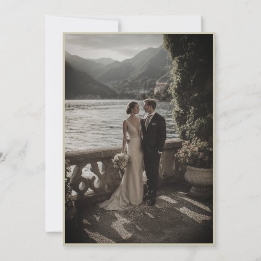 Sage Green Olive Branch Monogram Photo Wedding Kaart (Achterkant)