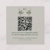 Sage Green Olive Branch Monogram Photos QR Code  Informatiekaartje (Voorkant)