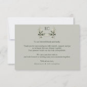 Sage Green Olive Branch Monogram Wedding Bedankkaart (Achterkant)