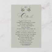 Sage Green Olive Branch Monogram Wedding Details  Informatiekaartje (Voorkant)