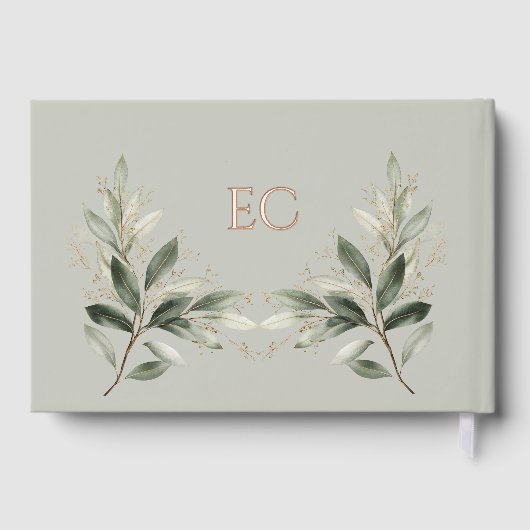 Sage Green Olive Branch Monogram Wedding Gastenboek (Achterkant)