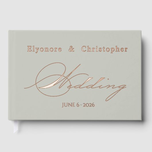 Sage Green Olive Branch Monogram Wedding Gastenboek (Voorkant)