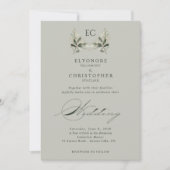 Sage Green Olive Branch Monogram Wedding Kaart (Voorkant)