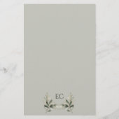 Sage Green Olive Branch Monogram Wedding Menu (Achterkant)