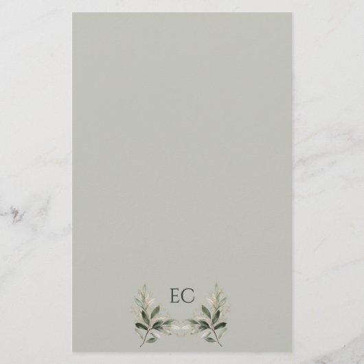 Sage Green Olive Branch Monogram Wedding Menu (Achterkant)