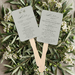 Sage Green Olive Branch Monogram Wedding Program  Handwaaier