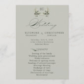 Sage Green Olive Branch Monogram Wedding Program  Programmakaart (Voorkant)