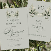 Sage Green Olive Branch Monogram Wedding Save The Date