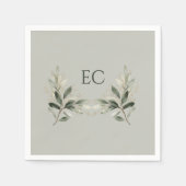 Sage Green Olive Branch Monogram Wedding Servet (Voorkant)