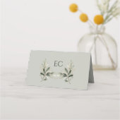 Sage Green Olive Branch Monogram Wedding Table  Plaatskaartje (Achterkant)