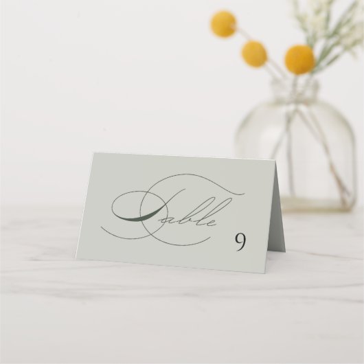 Sage Green Olive Branch Monogram Wedding Table  Plaatskaartje (Voorkant)