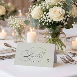 Sage Green Olive Branch Monogram Wedding Table  Plaatskaartje
