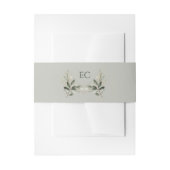 Sage Green Olive Branch Monogram Wedding Uitnodigingen Wikkel (Voorkant Voorbeeld)