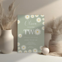 Sage Green Olive Daisy Bloemen 2e Verjaardagsfeest