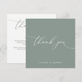 Sage Green Olive Green Modern Minimalist Hartelijk Bedankkaart (Voorkant / Achterkant)