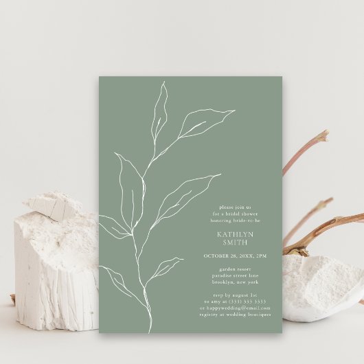 Sage Green Olive Leaf Branch Vrijgezellenfeest Kaart