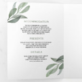 Sage Green Olive Leaves Branch Alles in een bruilo Drieluik Uitnodiging (Binnenzijde eerst)