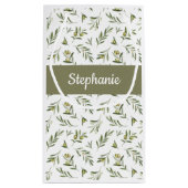 Sage Green Olives Watercolor Monogram Klein Cadeauzakje (Achterkant)