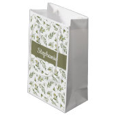 Sage Green Olives Watercolor Monogram Klein Cadeauzakje (Achterkant Gekanteld)