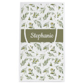 Sage Green Olives Watercolor Monogram Klein Cadeauzakje (Voorkant)