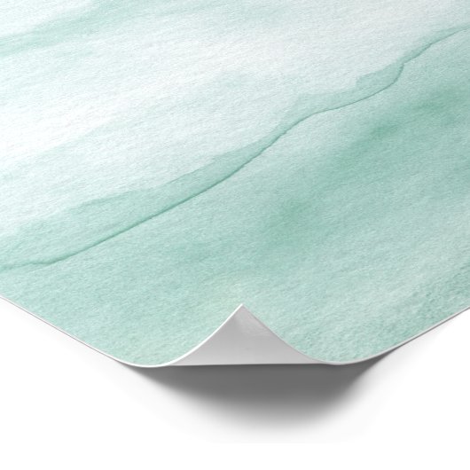 Sage Green Ombre Waterverf Abstract Art Poster (Hoek)