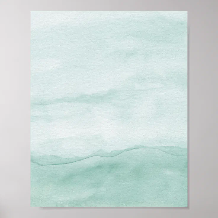 Sage Green Ombre Waterverf Abstract Art Poster Zazzle.nl