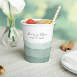 Sage Green Ombre Waterverf Wedding | Shower Papieren Bekers