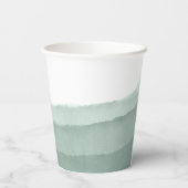 Sage Green Ombre Waterverf Wedding | Shower Papieren Bekers (Achterkant)