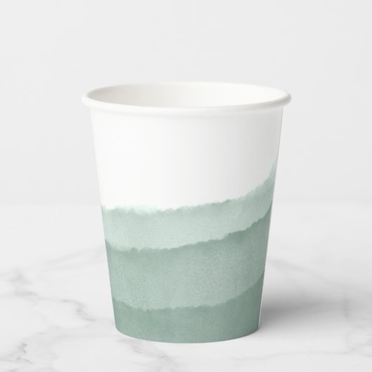 Sage Green Ombre Waterverf Wedding | Shower Papieren Bekers (Achterkant)
