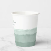 Sage Green Ombre Waterverf Wedding | Shower Papieren Bekers (Links)