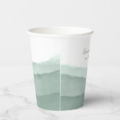 Sage Green Ombre Waterverf Wedding | Shower Papieren Bekers (Rechts)