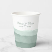 Sage Green Ombre Waterverf Wedding | Shower Papieren Bekers (Voorkant)