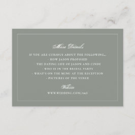 Sage Green omhuld Elegant Monogram Wedding Informatiekaartje