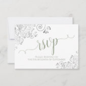 Sage Green on White Elegant Calligraphy Wedding RSVP Kaartje (Voorkant)