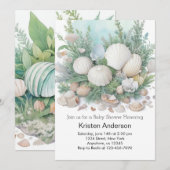 Sage Green Onder het Zee Adventure Baby shower Kaart (Voorkant / Achterkant)